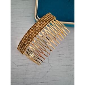 Vintage Carolee Designer Amber Rhinestone Hair Barrette